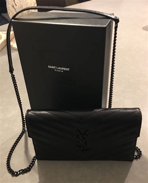 ysl chain wallet black and white|ysl wallet on chain sale.